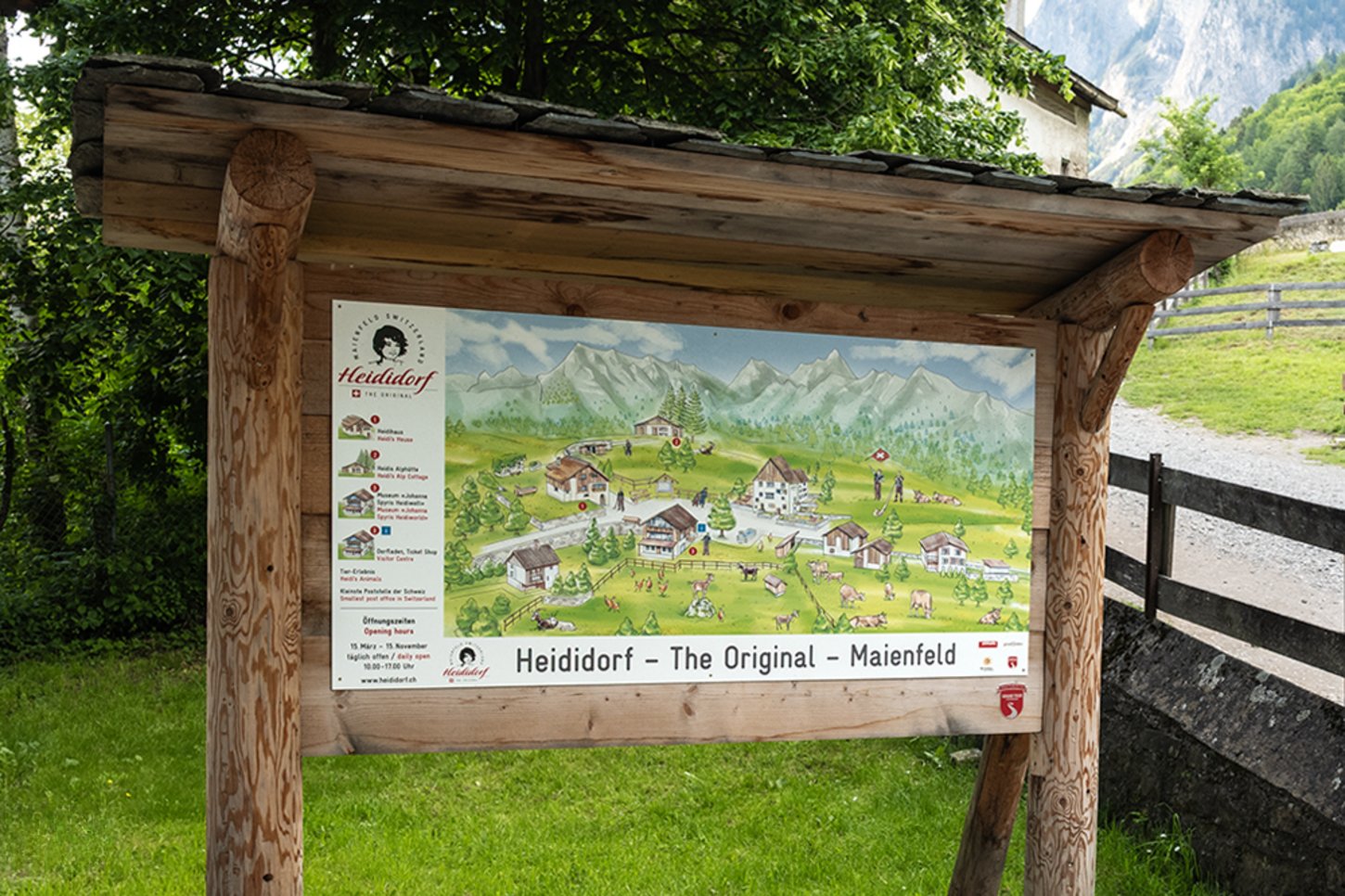 Heididorf Illustrierte Orientierungstafel für Touristen