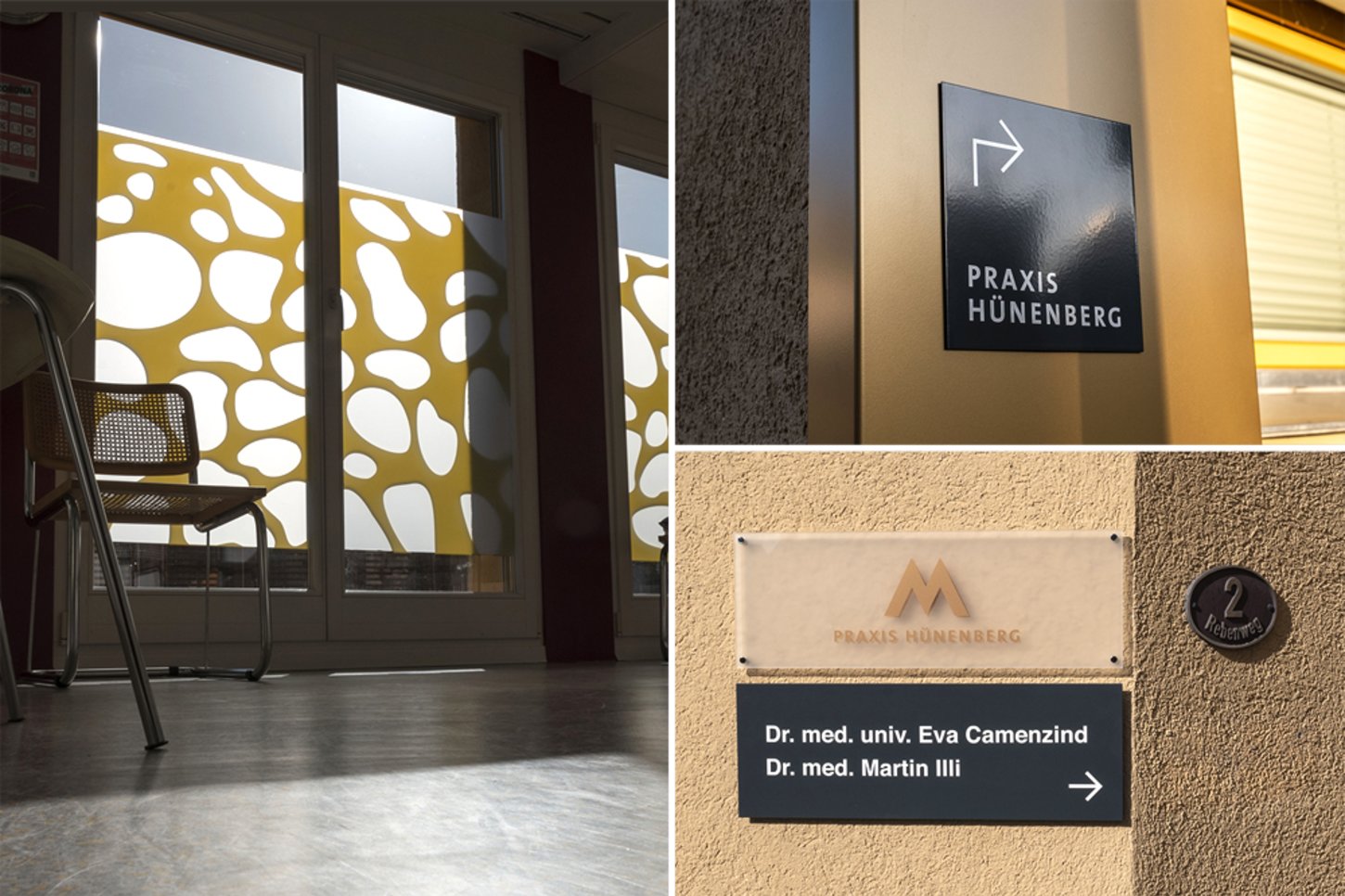 Arztpraxis Hünenberg Signaletik und Leitsystem